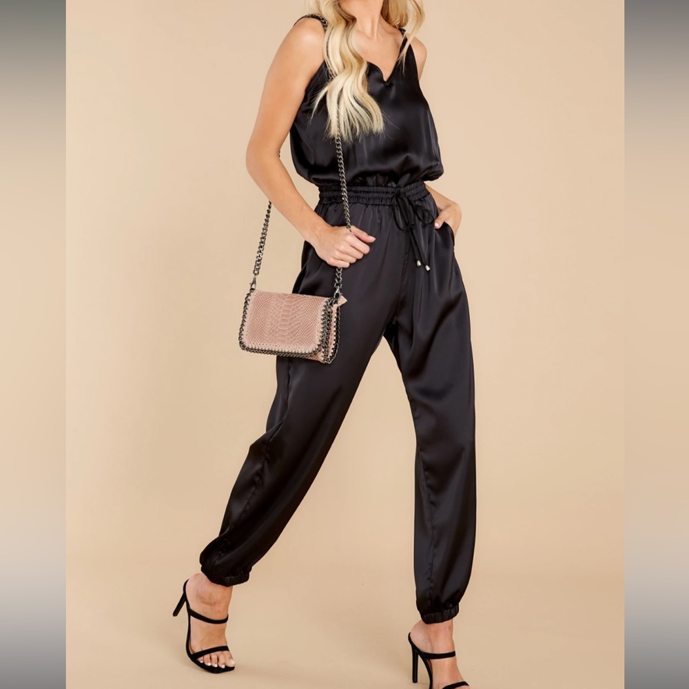 VICI black satin jumpsuit